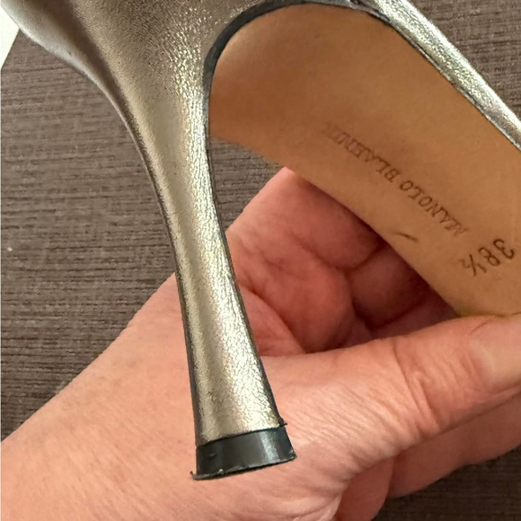 Manolo Blahnik Gunmetal Peep-Toe Heels - Picture 12 of 15